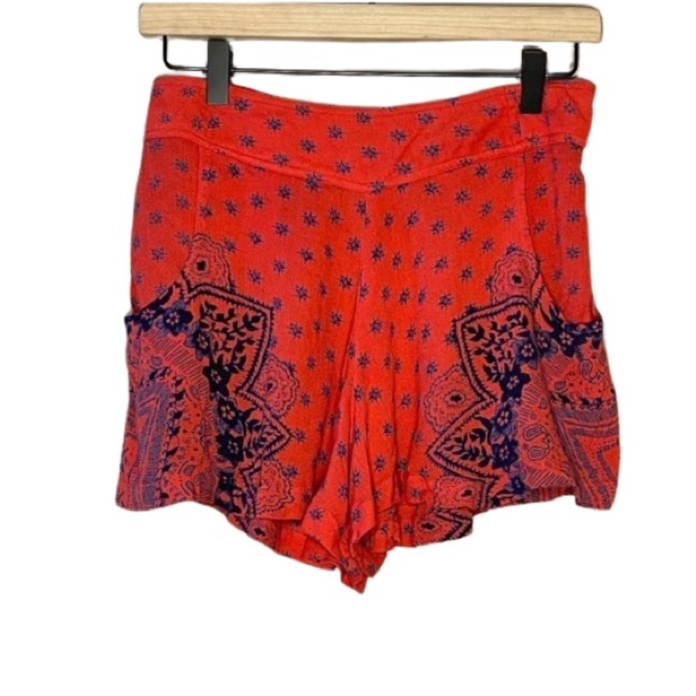 Women's XS Free People Blissful Paisley Shorts Red Blue Pattern Boho